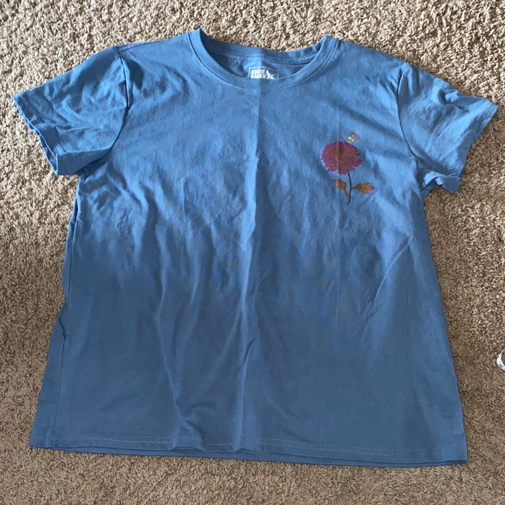 Eddie Bauer Blue T-Shirt with Floral Accent